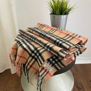 Authentic Burberry Cashmere Scarf - tan check